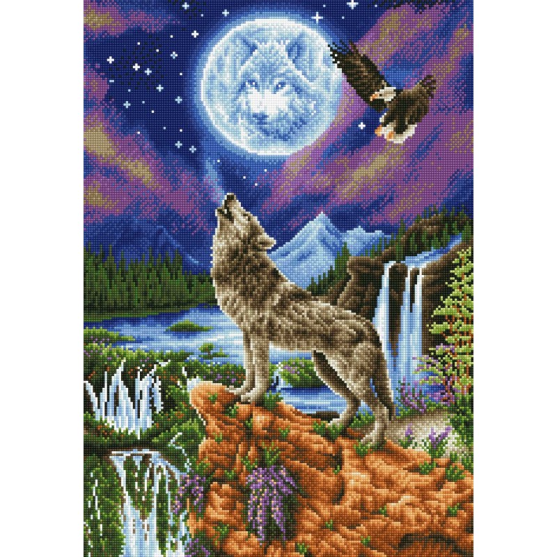 Kit DIAMOND DOTZ® Loup à la lune