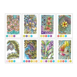 Cartes de coloriage  - Thème Zen - 16 cartes et 8 designs Chameleon Pens