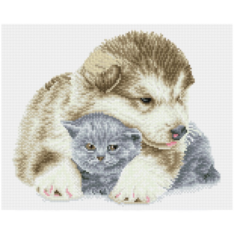 DIAMOND DOTZ® Carré Comme Chien et Chat - Intermédiaire