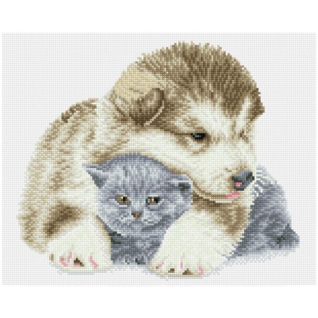 DIAMOND DOTZ® Carré Comme Chien et Chat - Intermédiaire