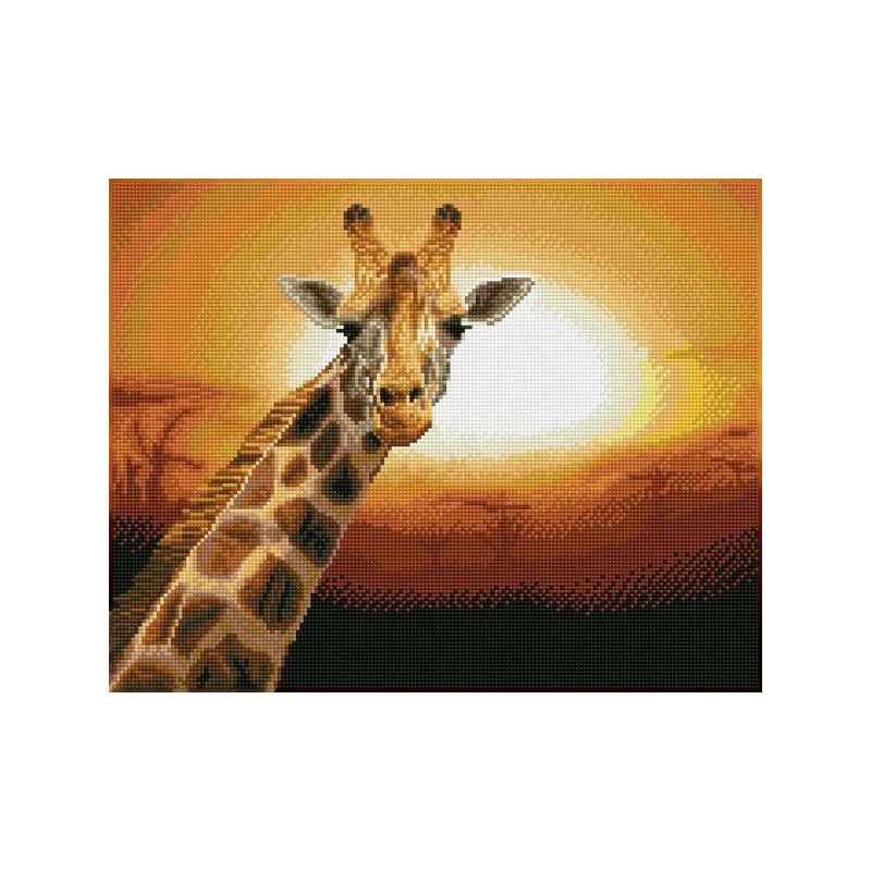 DIAMOND DOTZ® Carré Coucher de soleil au Kenya Parc national d'Amboseli