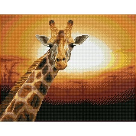 DIAMOND DOTZ® Carré Coucher de soleil au Kenya Parc national d'Amboseli