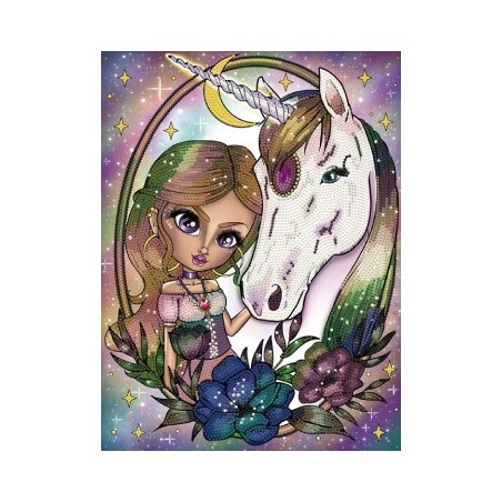 Kit DIAMOND DOTZ® Collection exclusive "Les Darlings" - La jeune fille et sa Licorne