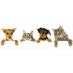 Kit DIAMOND DOTZ® Chats et chiens sur tronc d'arbre