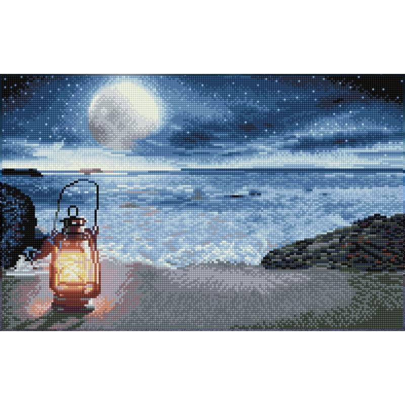 DIAMOND DOTZ® Carré Un soir en bord de mer