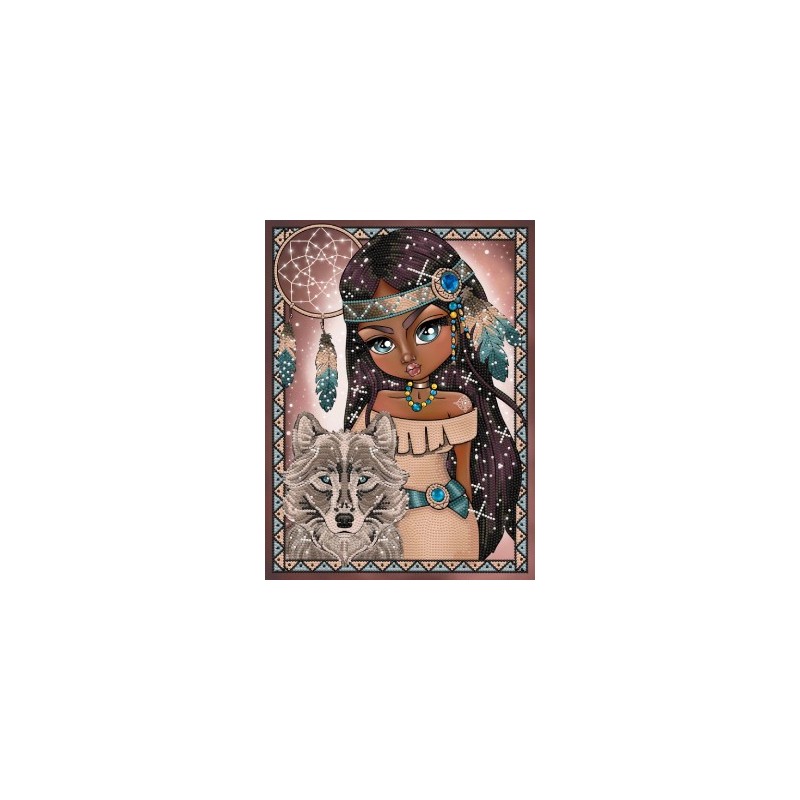 Kit DIAMOND DOTZ® Collection exclusive "Les Darlings" - La jeune Indienne et son Loup