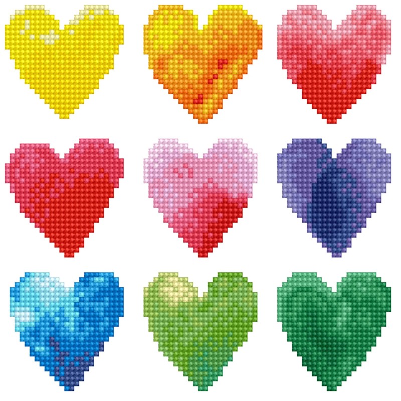 Kit DIAMOND DOTZ® Coeurs arc-en-ciel