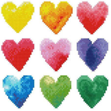Kit DIAMOND DOTZ® Coeurs arc-en-ciel