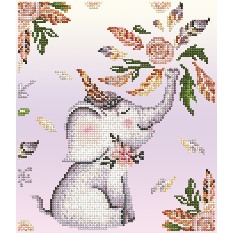 Kit DIAMOND DOTZ® Pluie de fleurs sur l'éléphant