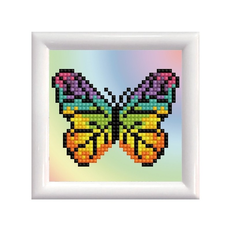 Kit DIAMOND DOTZ® avec cadre Papillon Arc-en-Ciel