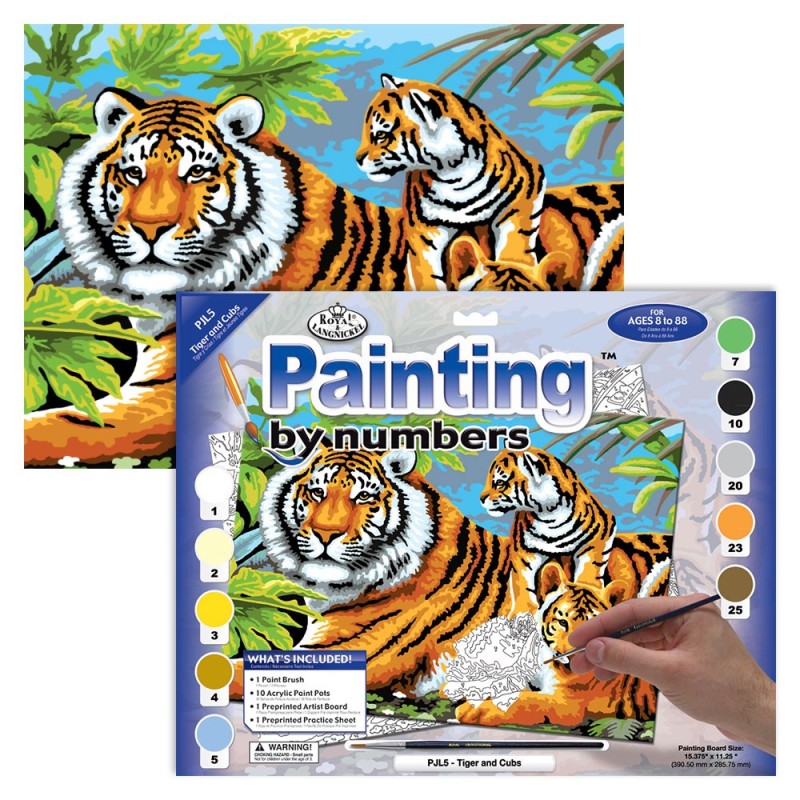 Kit ROYAL LANGNICKEL Peinture au numéro Junior Grand Format - Maman Tigre et ses petits