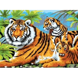 Kit ROYAL LANGNICKEL Peinture au numéro Junior Grand Format - Maman Tigre et ses petits