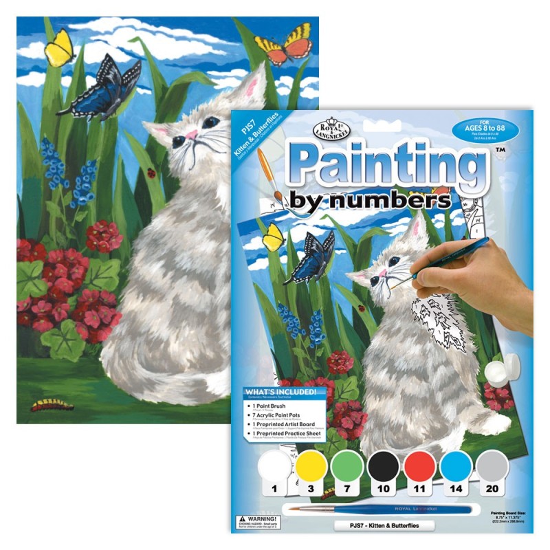 Kit ROYAL LANGNICKEL Peinture au numéro Junior Petit Format - Chaton & papillons