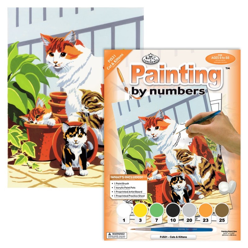 Kit ROYAL LANGNICKEL Peinture au numéro Junior Petit Format - Maman chat & ses petits