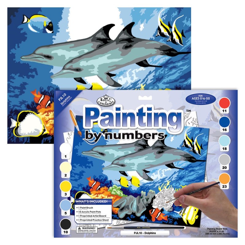 Kit ROYAL LANGNICKEL Peinture au numéro Junior Grand Format - Dauphins