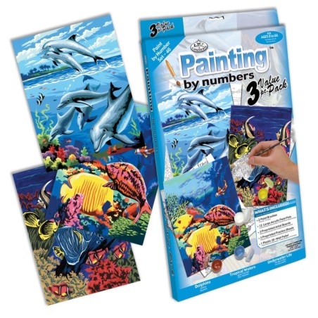 Kit ROYAL LANGNICKEL 3 Peintures au numéro Junior - Vie marine
