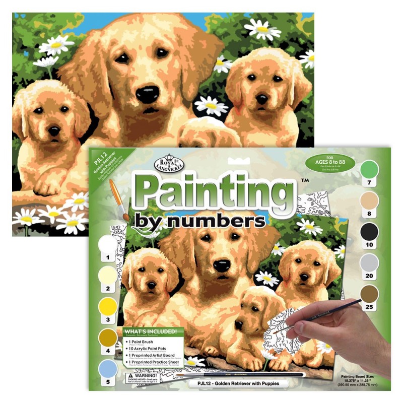 Kit ROYAL LANGNICKEL Peinture au numéro Junior Grand Format - Famille de Golden Retriever