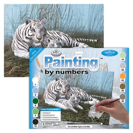 Kit ROYAL LANGNICKEL Peinture au numéro Junior Grand Format - Tigres blancs dans la brume