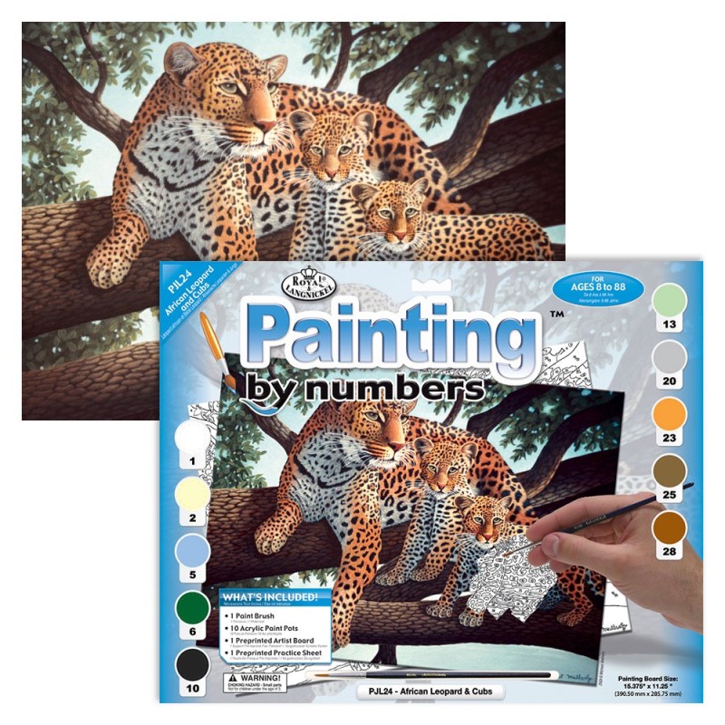 Kit ROYAL LANGNICKEL Peinture au numéro Junior Grand Format - Léopard d'Afrique et ses petits
