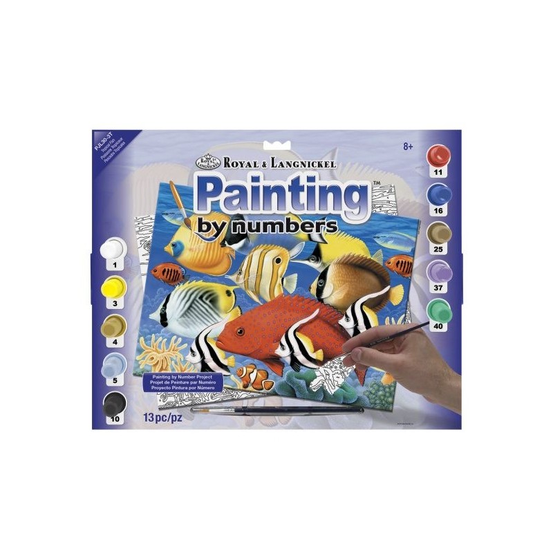 Kit ROYAL LANGNICKEL Peinture au numéro Junior Grand Format - Poissons tropicaux