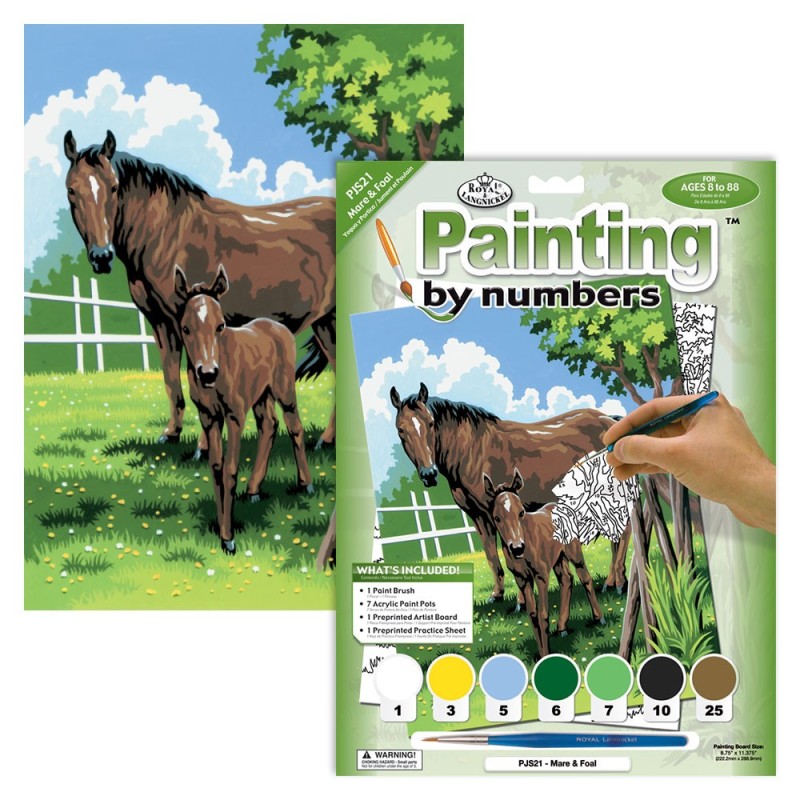 Kit ROYAL LANGNICKEL Peinture au numéro Junior Petit Format - Maman Poulain et son petit