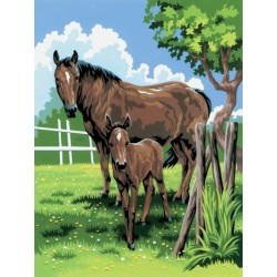 Kit ROYAL LANGNICKEL Peinture au numéro Junior Petit Format - Maman Poulain et son petit
