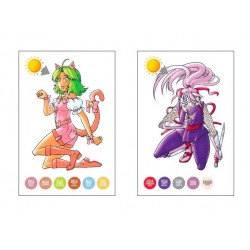 CARTES COLORIAGE CHAMELEON PENS - THÈME MANGAS