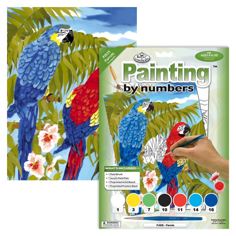 Kit ROYAL LANGNICKEL Peinture au numéro Junior Petit Format - Perroquets bleus