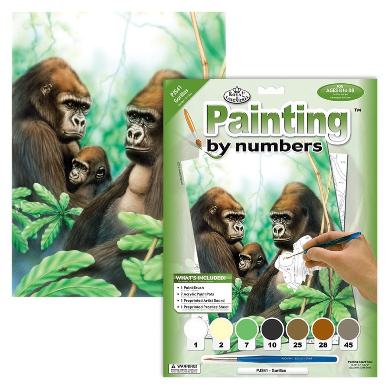 Kit ROYAL LANGNICKEL Peinture au numéro Junior Petit Format - Famille de gorilles