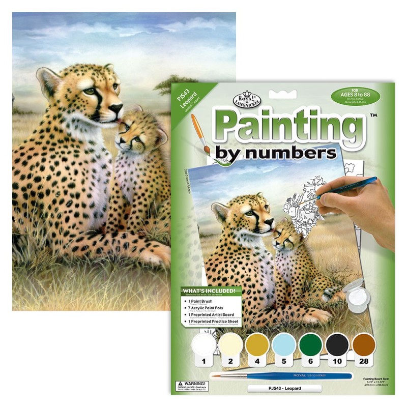 Kit ROYAL LANGNICKEL Peinture au numéro Junior Petit Format - Léopards dans la savane