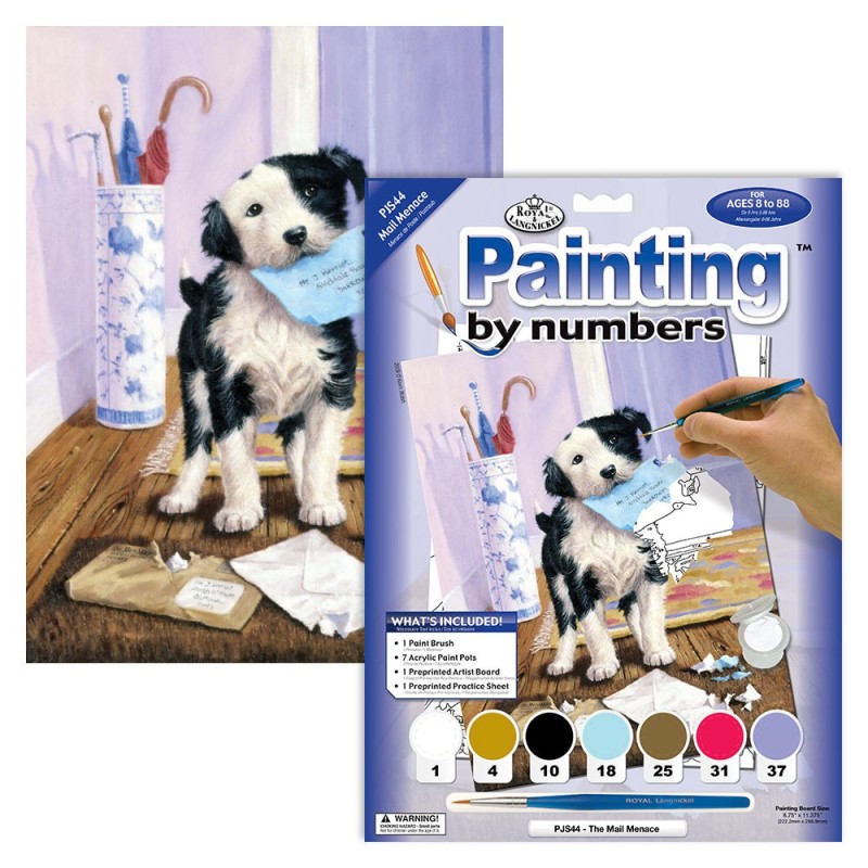 Kit ROYAL LANGNICKEL Peinture au numéro Junior Petit Format - Le chiot porteur de courrier