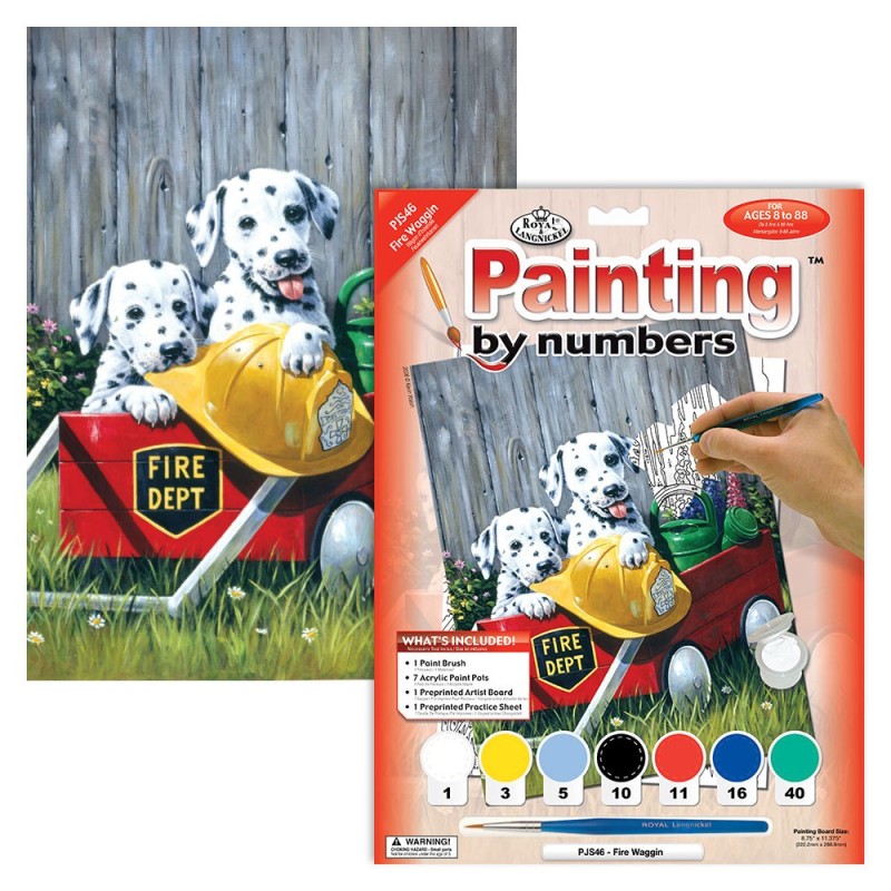 Kit ROYAL LANGNICKEL Peinture au numéro Junior Petit Format - Dalmatiens au Camion de pompiers