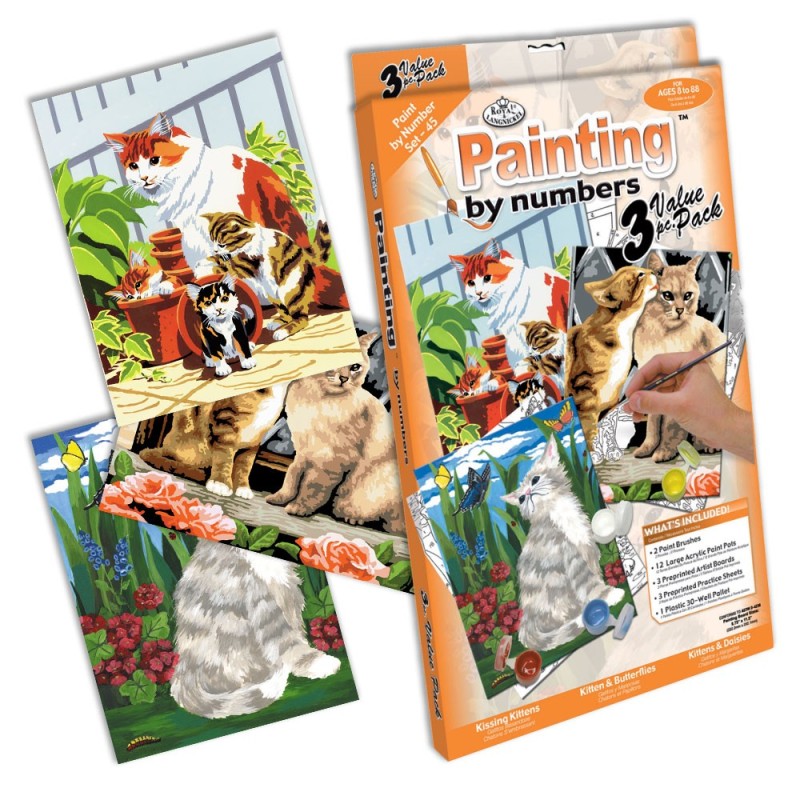 Kit ROYAL LANGNICKEL 3 Peintures au numéro Junior - Chats et chatons