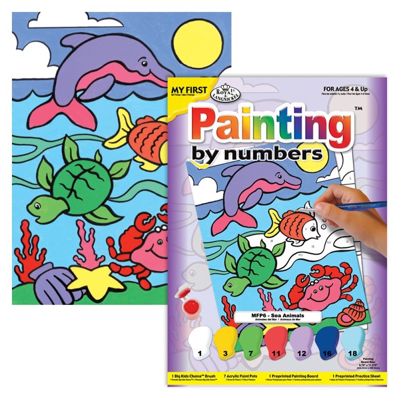 Kit ROYAL LANGNICKEL Ma 1ère Peinture au numéro - Animaux marins
