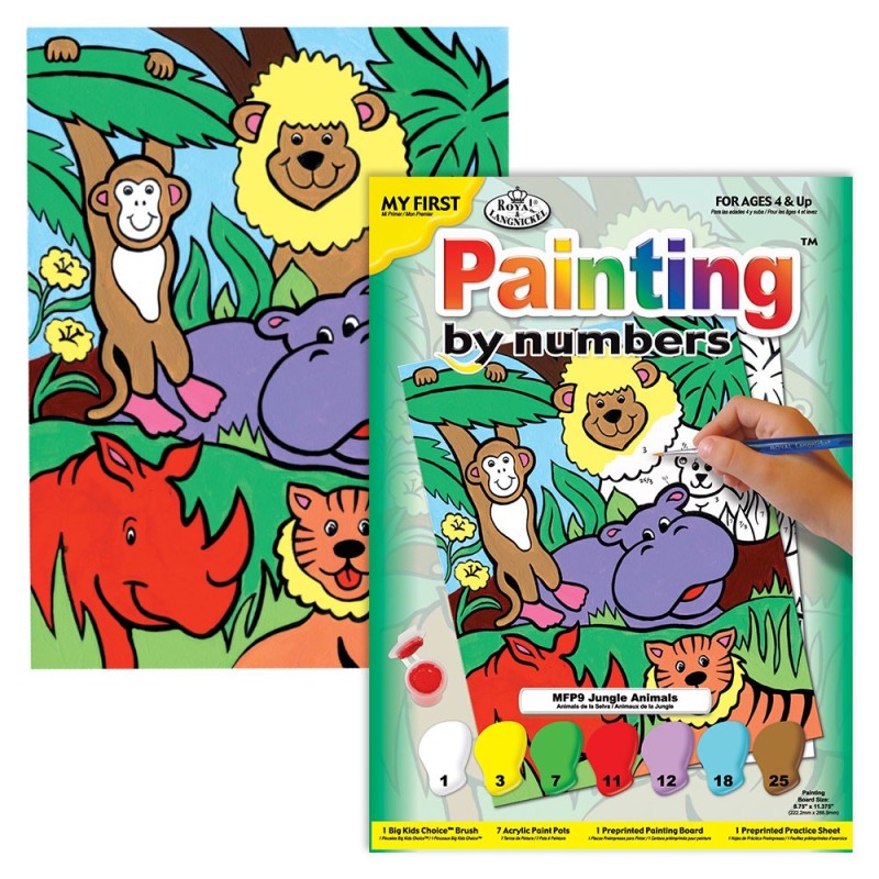 Kit ROYAL LANGNICKEL Ma 1ère Peinture au numéro - Animaux de la Jungle