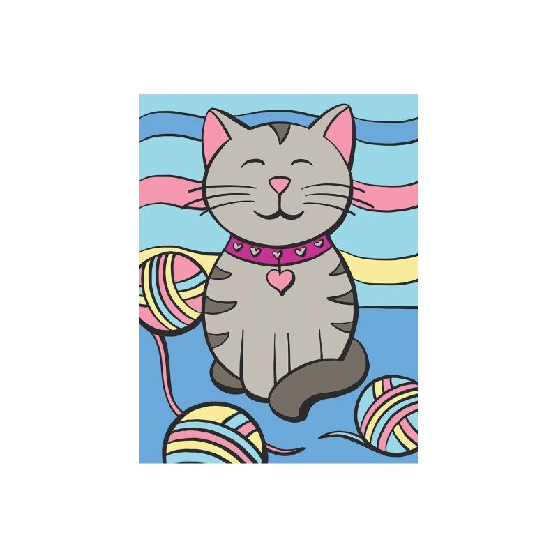 Kit ROYAL LANGNICKEL Ma 1ère Peinture au numéro - Le Chaton aux Pelotes