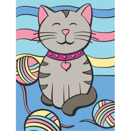Kit ROYAL LANGNICKEL Ma 1ère Peinture au numéro - Le Chaton aux Pelotes