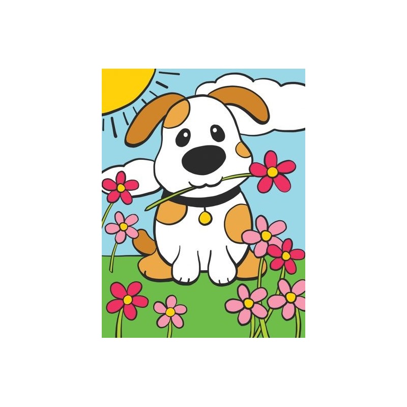 Kit ROYAL LANGNICKEL Ma 1ère Peinture au numéro - La Chiot à la Pâquerette