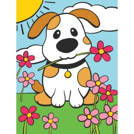 Kit ROYAL LANGNICKEL Ma 1ère Peinture au numéro - La Chiot à la Pâquerette