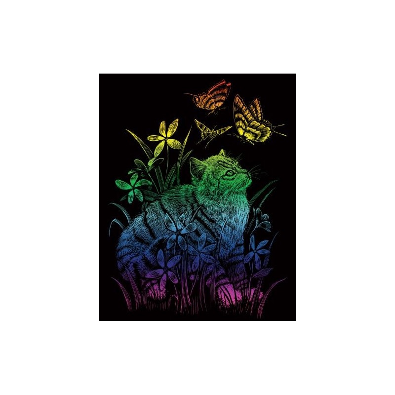 Kit ROYAL LANGNICKEL® Gravure d'Art Arc-en-Ciel - Chaton et Papillons