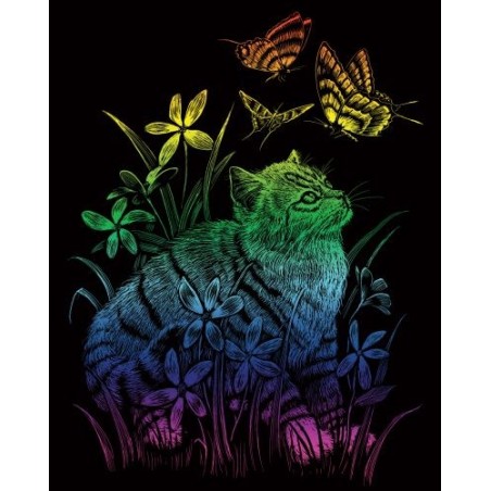 Kit ROYAL LANGNICKEL® Gravure d'Art Arc-en-Ciel - Chaton et Papillons