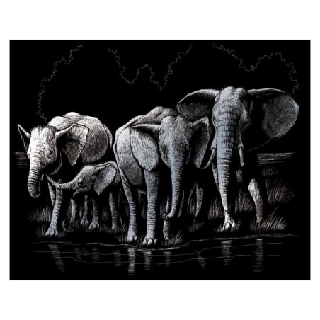 Kit ROYAL LANGNICKEL® Gravure d'Art Argent - Troupeau d'Éléphants