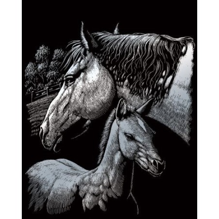Kit ROYAL LANGNICKEL® Gravure d'Art Argent - Jument et son Poulain