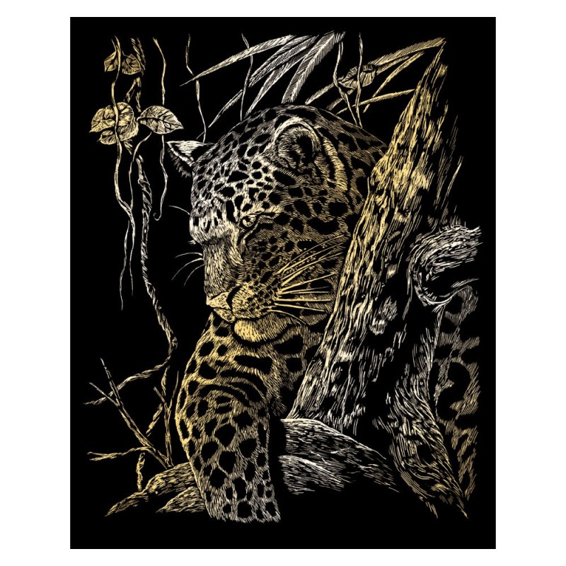 Kit ROYAL LANGNICKEL® Gravure d'Art Or - Léopard dans l'arbre