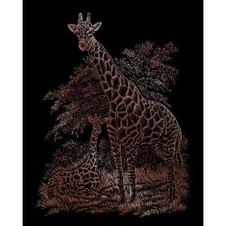 Kit ROYAL LANGNICKEL® Gravure d'Art Cuivre - Maman Girafe & son Petit