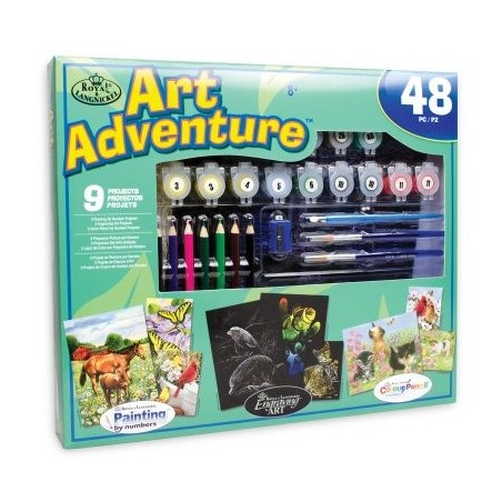 Coffret d'art créatif ROYAL LANGNICKEL® 9 Projets Créatifs Enfants - Peinture au numero par numéro, Coloriage, Gravure