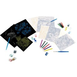 Coffret d'art créatif ROYAL LANGNICKEL® 9 Projets Créatifs Enfants - Peinture au numero par numéro, Coloriage, Gravure
