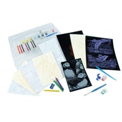 Coffret d'art créatif ROYAL LANGNICKEL® 9 Projets Créatifs Enfants - Peinture par numéro, Coloriage, Gravure