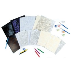 Coffret d'art créatif ROYAL LANGNICKEL® 9 Projets Créatifs Enfants - Peinture par numéro, Coloriage, Gravure