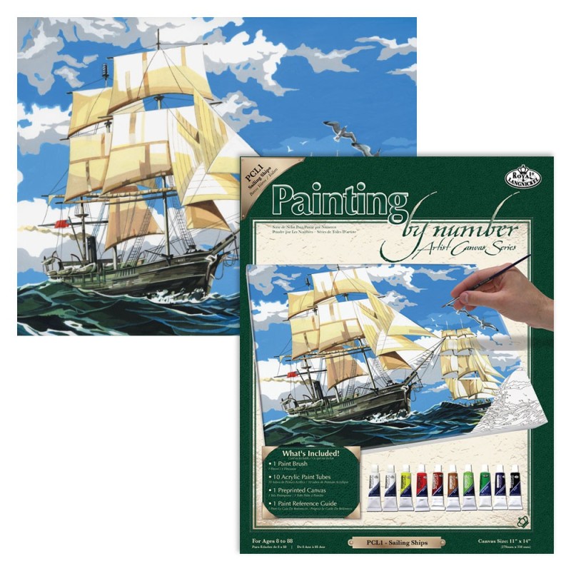 Kit ROYAL LANGNICKEL® Peinture au numero toile sur châssis  - Bateaux à voiles - Grand Format